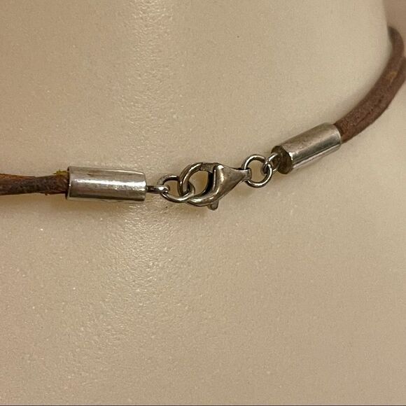 Retired Silpada Square Natural Amber Sterling Silver Slide Silpada Leather Cord - Picture 14 of 16